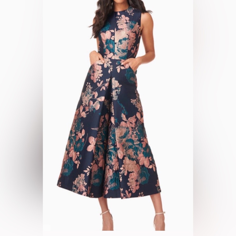 Kay Unger Navy and Pink Floral Jumpsuit - Picture 2 of 2